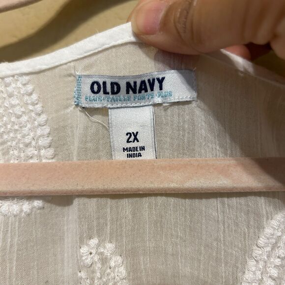 Old Navy Swim Cover-up Tunic Women 2X White Semi-sheer Paisley Print Boho Beachy - Picture 6 of 7